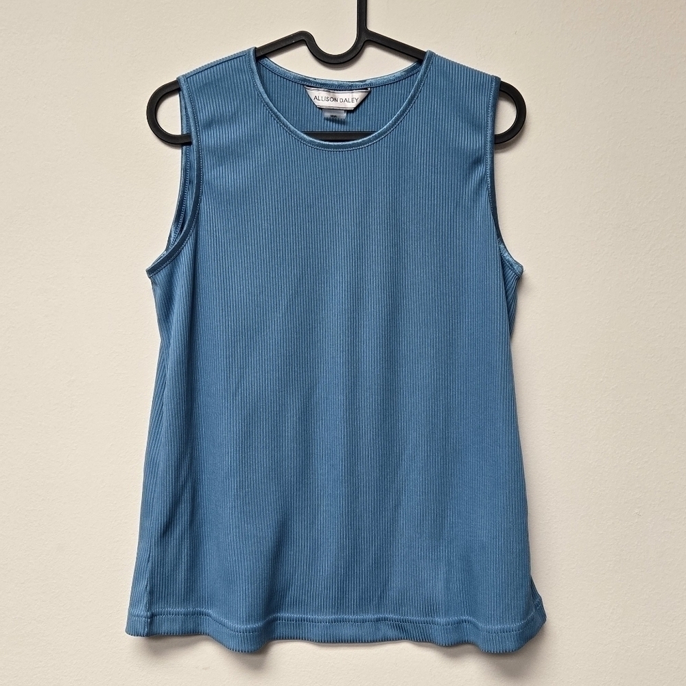 Allison Daley Ribbed Sleeveless Top Turquoise M
